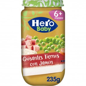 HERO BABY potito de guisantes tiernos con jamon tarro 235 grs